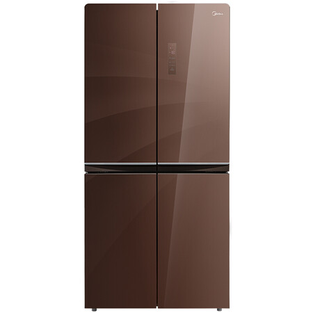 美的(midea) 476升 玻璃面板 多维智能双变频风冷十字对开门冰箱 铂金