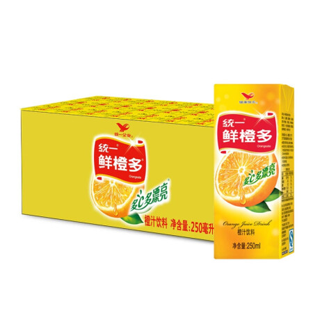 统一 鲜橙多 250ml*24盒/箱 整箱装 橙汁饮料