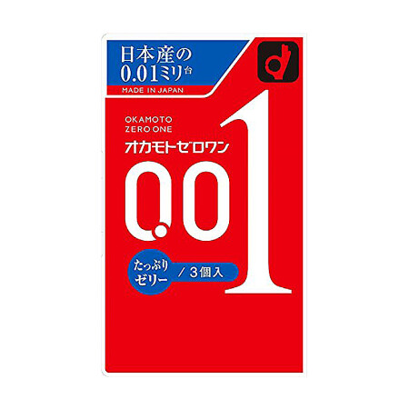 日本进口 冈本(Okamoto)001超薄中号安全套 3只装 双倍果冻润滑避孕套 套套男女计生用品