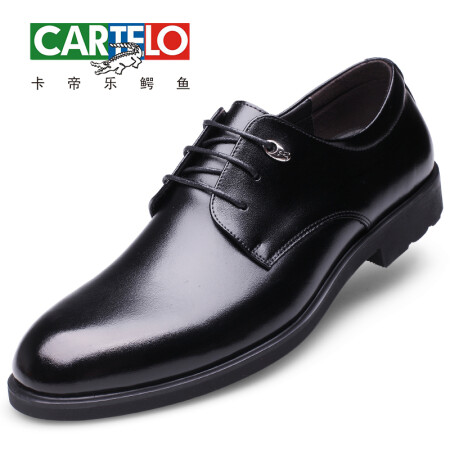 卡帝乐鳄鱼（CARTELO）英伦牛皮男鞋商务正装皮鞋休闲男士低帮系带婚鞋子男511 黑色 42,降价幅度12.4%