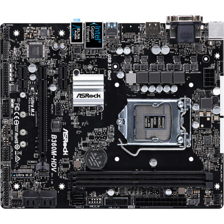 华擎（ASRock）B360M-HDV主板（Intel B360/LGA 1151）