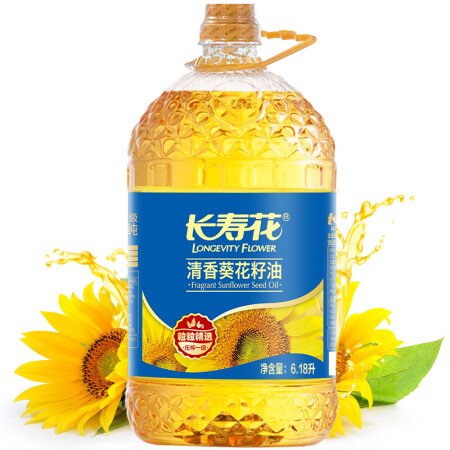 长寿花 压榨一级 食用油 清香葵花籽油6.18L