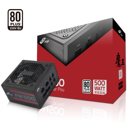 全汉（FSP）额定500W FM500电源(五年质保/全模组/80Plus白牌认证/独特S型通风口设计）,降价幅度12.5%