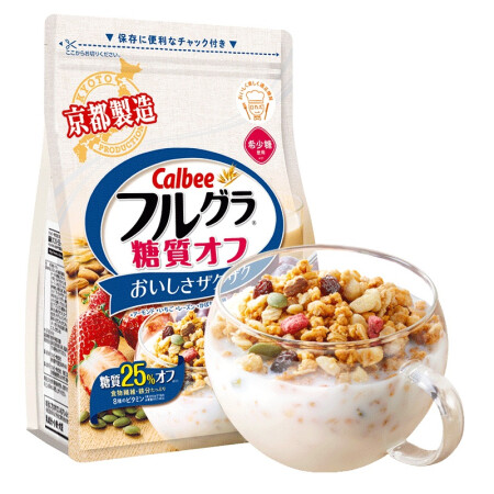 日本进口 卡乐比（Calbee）糖质OFF水果麦片600g 早餐冲饮谷物燕麦片