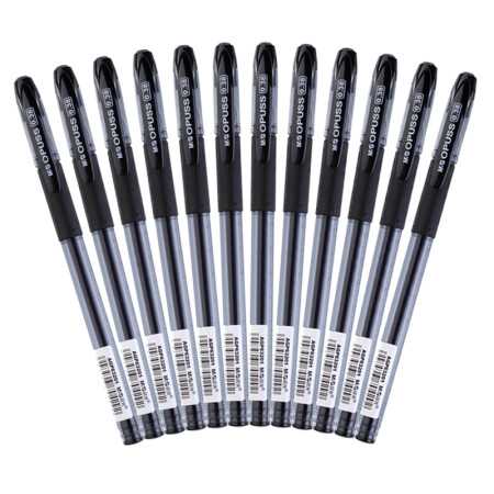 晨光（M&G）全针管中性笔签字笔水笔0.38mm12支装 黑色 AGP63201