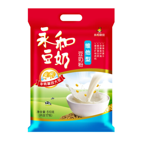 永和 维他型豆奶粉 510g（30g*17小包）,降价幅度2.6%