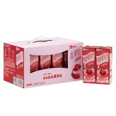 蒙牛 真果粒牛奶饮品（草莓）250g*12 礼盒装,降价幅度4.8%
