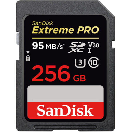 闪迪（SanDisk）256GB 读速95MB/s 写速90MB/s 至尊超极速SDXC UHS-I存储卡 V30 U3 Class10 SD卡