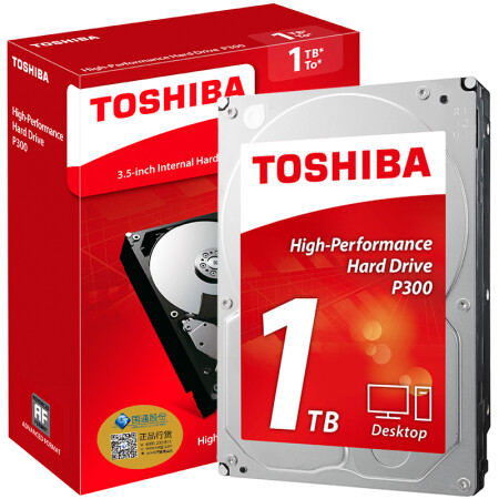 东芝(TOSHIBA)P300系列 1TB 7200转64M SATA3 台式机硬盘(HDWD110),降价幅度6.9%