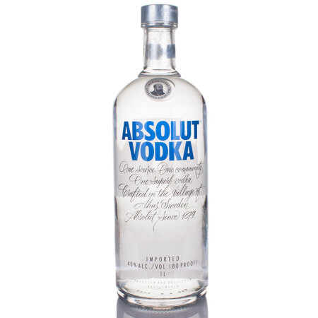 绝对伏特加（Absolut Vodka）洋酒 伏特加酒 1000ml