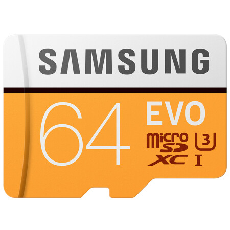 三星（SAMSUNG）存储卡64GB 传输速度100MB/s UHS-3 Class10 高速TF卡（Micro SD卡）黄色升级版,降价幅度29.4%
