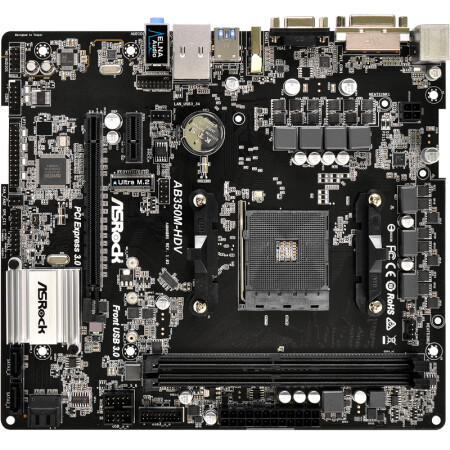 华擎（ASRock）AB350M-HDV主板（AMD B350/AM4 Socket）,降价幅度4.4%