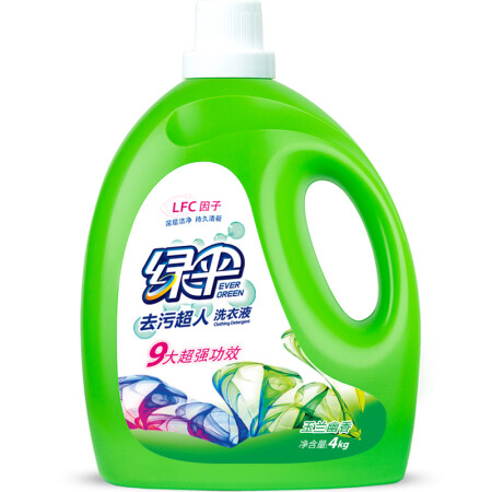 绿伞洗衣液4kg/瓶（玉兰幽香）,降价幅度18.2%