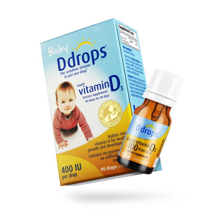 Ddrops baby婴幼儿童宝宝维生素D3滴剂 0岁以上 2.5ml 90滴 400IU 美国进口