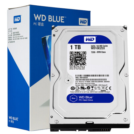 西部数据(WD)蓝盘 1TB SATA6Gb/s 7200转64M 台式机硬盘(WD10EZEX)