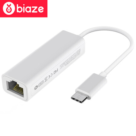 毕亚兹(biaze) 以太网转换器 Type-C转RJ45网口 USB-C转有线百兆网卡 免驱 苹果Mac笔记本网线转接器 ZH18-PC