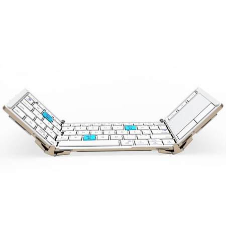 航世（B.O.W）HB088 可折叠带鼠标触控功能无线蓝牙键盘 多设备通用办公键盘  金色
