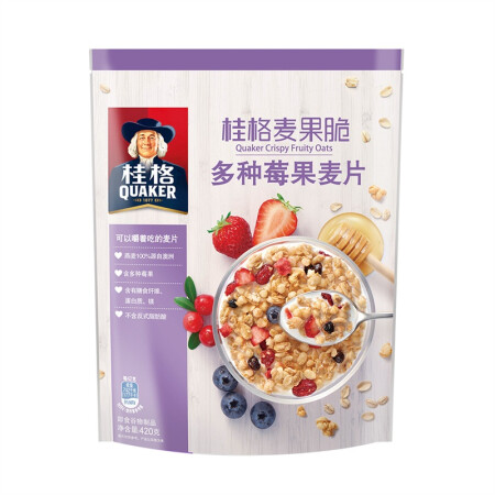 桂格（QUAKER）燕麦片 桂格麦果脆多种莓果麦片420g 加酸奶更美味 不含反式脂肪酸