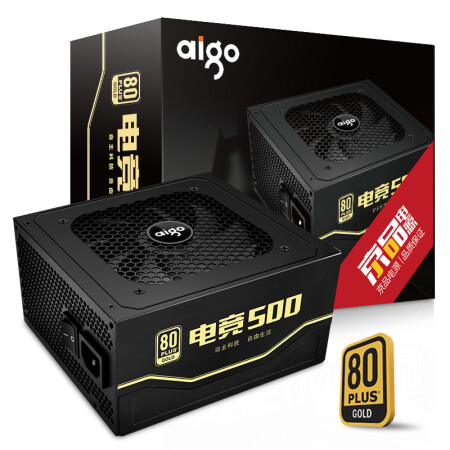 爱国者（aigo）额定500W 电竞500台式机电脑电源（全电压金牌/全桥谐振电路/五年换新）