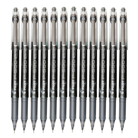 百乐（PILOT） BL-P50/P500  中性笔0.5mm 顺滑针嘴水笔 财务考试专用 黑色 12支装,降价幅度4.5%