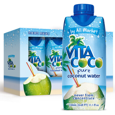 唯他可可（ Vita Coco ）天然椰子水饮料330ml*4瓶,降价幅度18.6%