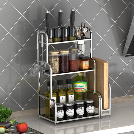 雅怡洁 不锈钢厨房置物架收纳架调料架刀架厨