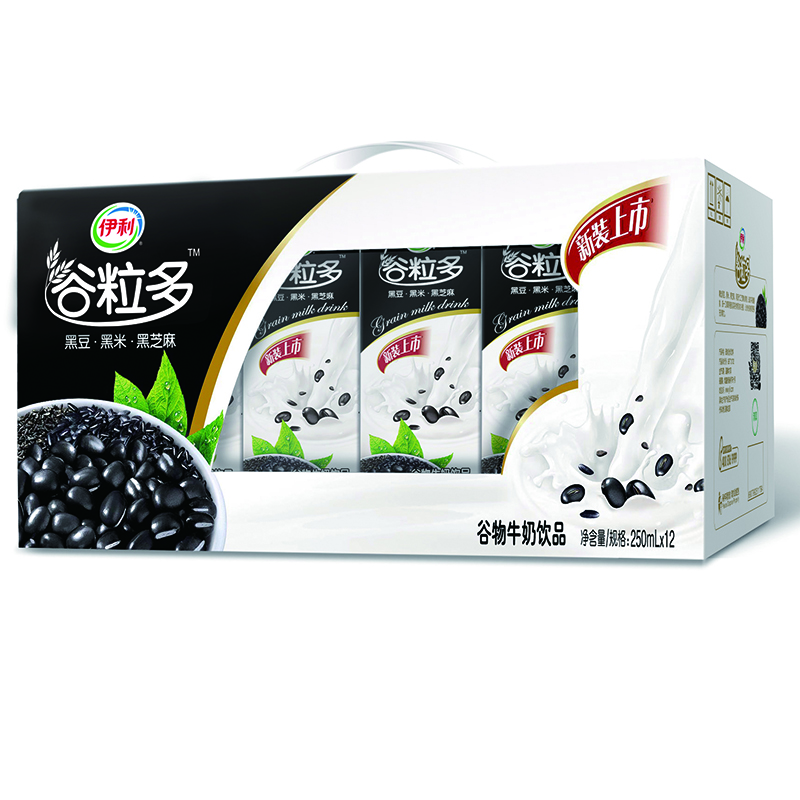 伊利 谷粒多黑谷牛奶饮品250ml*12盒/礼盒装（黑豆+黑米+黑芝麻 早餐奶）