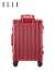 ELLE法国品牌行李箱红色26英寸铝框时尚拉杆箱大容量女士结婚密码箱