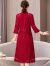啄木鸟喜婆婆婚宴装旗袍连衣裙高端品牌十一结婚妈妈装礼服高贵平时可穿 红色 XXXL （135-145斤）