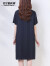 甘甘的世界短袖连衣裙雪纺新款夏季中长款甘夫人中年妈妈装裙子 蓝色 2XL 适合120-135斤