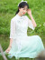 妖妮旗袍汉服女成人年轻日常演出2024新中式国风棉麻雪纺刺绣裙两件套 6356绿色裙套装 M（建议体重80-95斤)