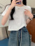 拉夏贝尔短袖T恤女2024夏季新款韩版圆领纯色打底衫正肩短款百搭上衣女 黑色 L