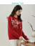 茵曼【商场同款】圣诞新年红色设计感提花毛衣2023冬女装新款显白上衣 大红色 M