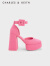CHARLES&KEITH复古腕带粗高跟鞋女士单鞋女士生日礼物CK1-60361454 粉红色Pink 35