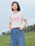 茵曼（INMAN）米雷系列绒面贴布T恤2024夏季女装新款短袖宽松百搭显瘦上衣 米白色 M