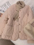 皮尔卡丹粉色羊羔绒棉衣女2024年冬季新款韩版加厚圆领羊羔毛外套棉服棉袄 卡其色 M 【100-110斤】