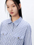 太平鸟2024年春季新款百搭通勤条纹衬衫女士休闲气质长袖上衣 蓝色条纹 M