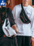 draconite腰包男国潮原创个性印花Logo便携小包潮流休闲运动风包包13421 13421-白