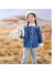 茵曼（INMAN）童装宝宝牛仔夹克女童外套羊羔绒2023冬新款洋气加厚保暖棉服 牛仔蓝 130cm