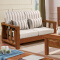 实木沙发组合布艺沙发现代简约新中式沙发1+2+3+茶几+方几/胡桃色#805