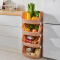 百露厨房置物架加厚蔬菜收纳架落地水果收纳筐厨房用品用具 咖色4层带分隔板