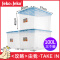 JEKO&JEKO 塑料透明收纳箱特大号100L 3只装整理箱衣服玩具收纳盒棉被滑轮储物箱 蓝色盖子SWB-5222