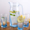 乐美雅（Luminarc）玻璃杯套装饮料杯玻璃壶棱镜凝彩水具水杯水壶5件套（冰蓝1.3L）L5533