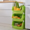 百露厨房置物架加厚蔬菜收纳架落地水果收纳筐厨房用品用具 绿色3层带分隔板