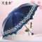 天堂伞晴雨伞折叠LHCS4黑胶遮阳防晒伞变色闪光工艺女士伞