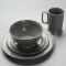 苏氏陶瓷 SUSHI CERAMICS 欧式西餐餐具套装色釉灰西餐盘 水果盘 陶瓷碗 陶瓷水杯 个人4件套组