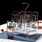 乐美雅家用透明彩色玻璃杯耐热茶水杯牛奶杯饮料果汁杯沥水架套装 6只冰粉四方直身+白沥水架