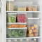 百露密封透明食品收纳盒塑料有盖冰箱冷冻冷藏保鲜盒沥水长方形大小号 米白 5L