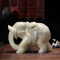 豪斯特丽（HOSTLY） 大象摆件  天然玉石整块雕刻 书房家居装饰摆件工艺品结婚礼物 20*13.6CM岫玉鼻子向下象一对