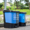 曾师傅 双色双桶绿色环保分类垃圾桶家用加厚塑料内胆户外办公脚踏垃圾桶有盖大号 40L蓝灰色